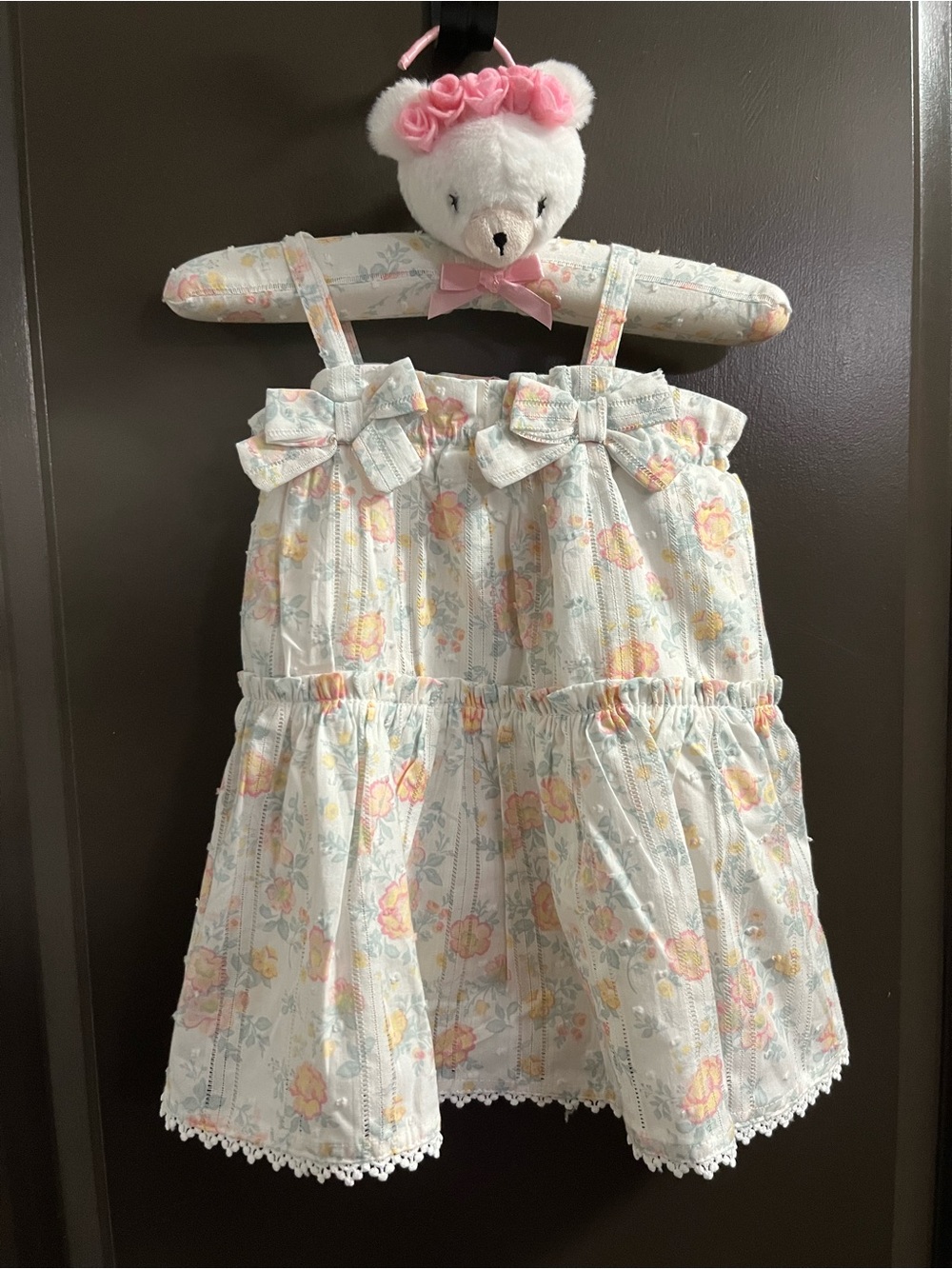 Haute Hippie Style Floral Baby Girl Dress with Bodysuit Liner Cottage Chic NEW